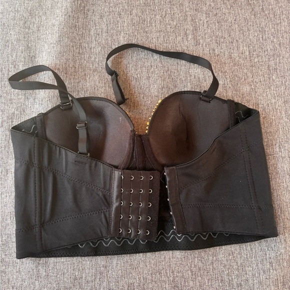 Corset Pearls Rhinestone Sequin Bustier Tops Party Push up Bra, Small - Picture 8 of 8